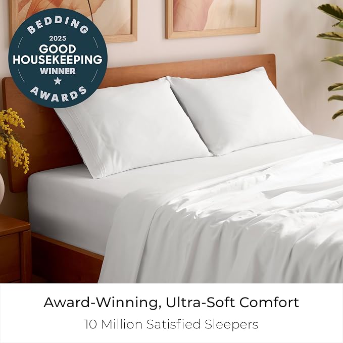 Mellanni Full Sheets Set - 4 PC Iconic Collection Bedding - Hotel Luxury, Extra Soft, Cooling Bed Sheets - Wrinkle, Fade, Stain Resistant (Full, White) (Pack of 2)