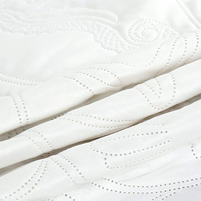 Legacy Decor 3 Pcs Shell & Seahorse Coverlet, Ivory & White, King Size | Reversible, All Season, Coverlet Oversize, Ivory & White Color, King Size, Shell & Seahorse Pattern, 3 PCS Set