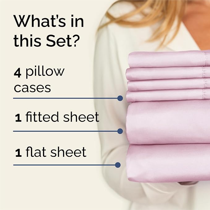 King 6 Piece Bed Sheet Set - Soft, Breathable & Cooling Sheets - Light Pink | Ultra Soft Hotel Luxury Bedding Set w/ 8-16 Inch Deep Pockets - 1 Flat & 1 Fitted Sheet & 4 Pillowcases - Wrinkle & Fade Free