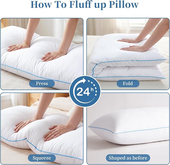 YZ HOME Full Body Pillow Insert -Large Long Bed Pillow for Side Sleeper | Full Body Pillow for Adults, Adjustable Height, Long Sleeping Breathable Bed Pillow-(White,20x54'')