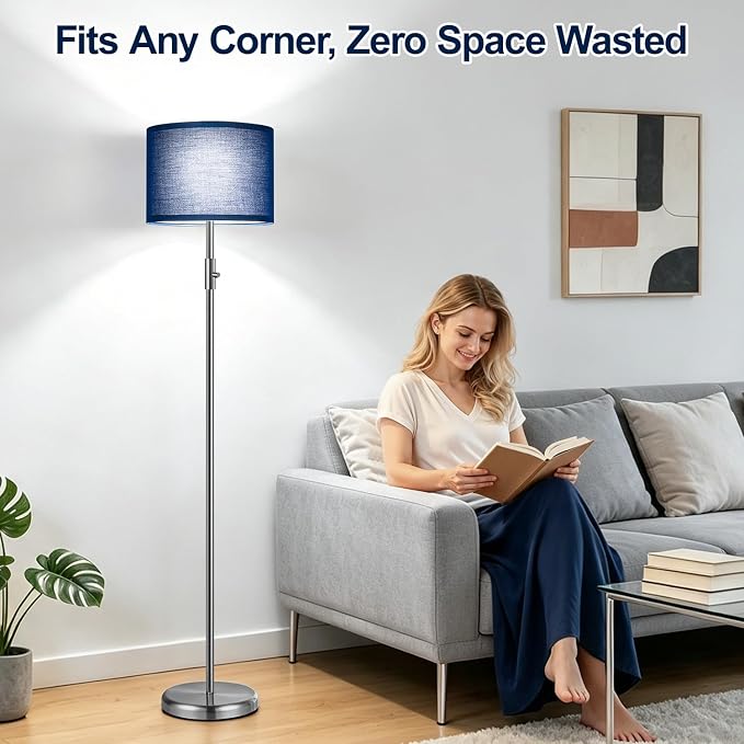 Floor Lamp Simple Design with Shade, Small Tall Lamps for Living Room Bedroom Office Dining Room Kitchen-Nickel