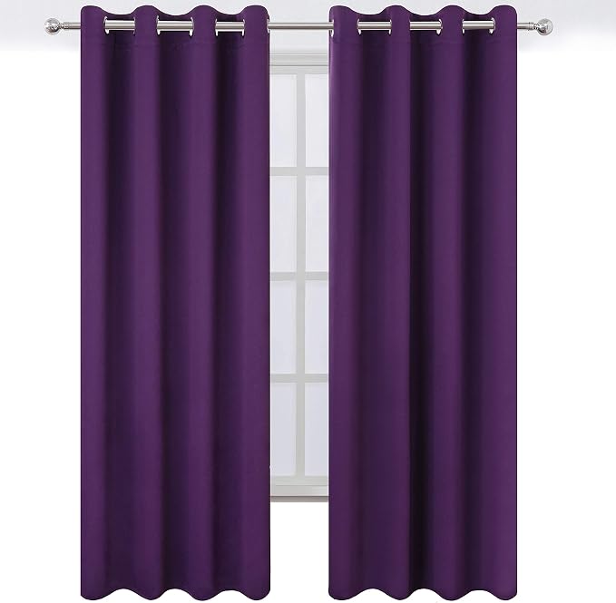 Purple Blackout Curtains 52 x 84 Inch Length/Set of 2 Curtain Panels/Thermal Insulated Room Darkening Curtains for Bedroom