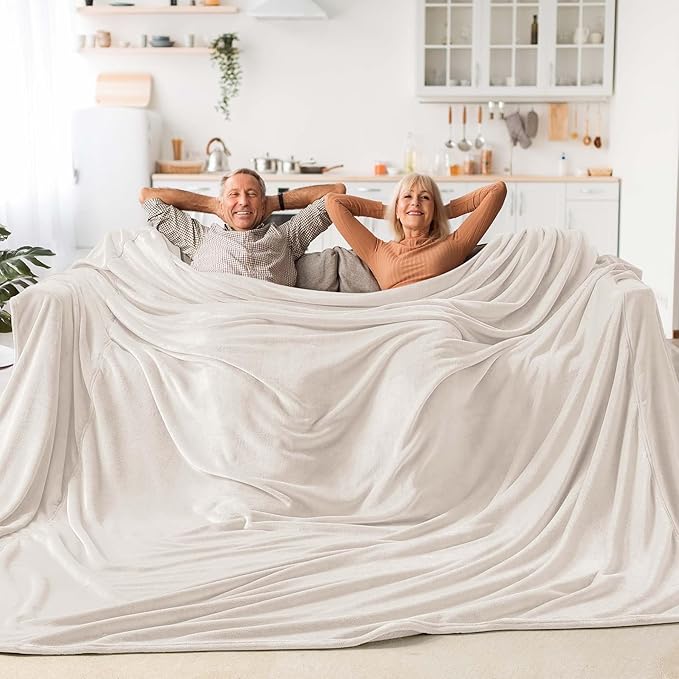 BEDELITE Fleece Blanket Soft Plush Oversized Bed Blanket Beige 120"x120" | Ultra Soft Plush Fleece, Lightweight Warmth, All Season Comfort, Fade Resistant, Machine Washable, Perfect for Sharing