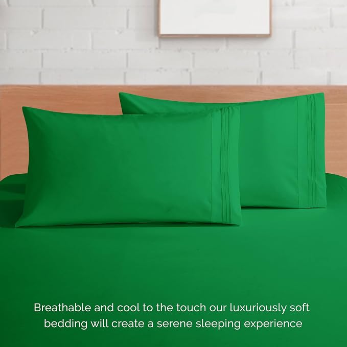 Elegant Comfort Luxury 1500 Premium Hotel Quality Microfiber 4-Piece Sheet Set - Wrinkle Resistant, All Around Elastic Fitted Sheet, Deep Pocket up to 16", Full, Emerald Green