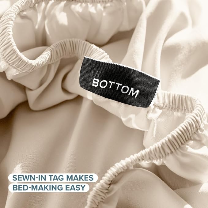 Bare Home Twin XL Sheet Set - 1800 Ultra-Soft (Twin XL, Sand) | Deep Pockets 6 to 15 Inches, Breathable, Hypoallergenic, Hotel Luxury, Easy Fit, Soft, All-Season