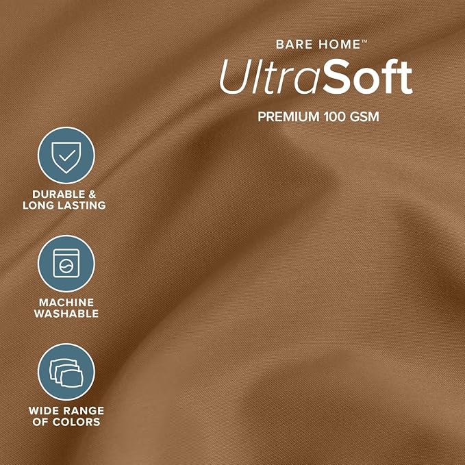 Bare Home Queen Sheet Set - 1800 Ultra-Soft (Queen, Caramel) | Deep Pockets 6 to 15 Inches, Breathable, Hypoallergenic, Hotel Luxury, Easy Fit, Soft, All-Season