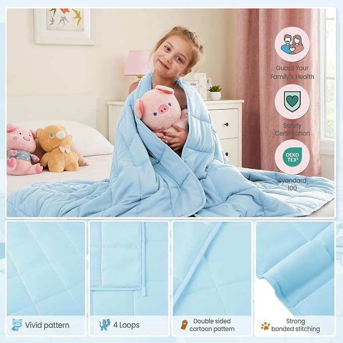 Weighted Blanket - 10 lbs Lightblue Heavy Blanket - Small Size Breathable Lap Blanket(41"x60", 10 lbs)