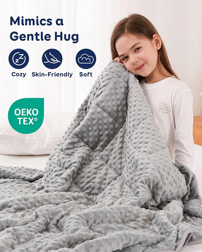 10lbs Weighted Blanket, Cooling Soft Minky Dot Heavy Blankets 41"x60" | Gentle Hug-Like Comfort, Reversible Cooling & Cozy for All Seasons, 7-Layer for Even Weight Distribution, Machine Washable