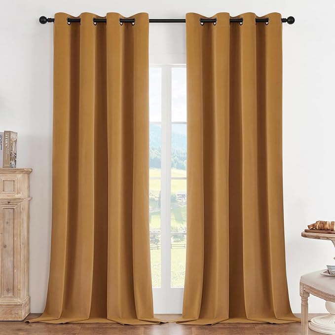 Joydeco 100% Blackout Curtains Velvet Black Out Curtain 120 Inch Drapes | for Bedroom Living Room, Heat and Light Blocking, Thermal Insulated Luxury Heavy Duty Curtain 2 Panels Grommet Top