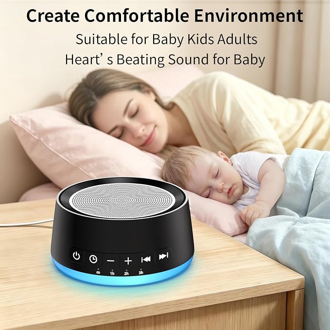 White Noise Machine Night Light Sound Machine with 30 Soothing Sounds 12 Colors Light Sleep Machine for Baby Kids Adults Brown Pink Nosie Machine with 32 Volume Levels for Office Home Travel
