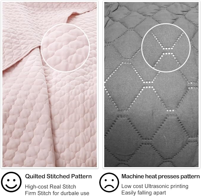 HORIMOTE HOME Quilt Queen Size Light Pink, Lightweight Quilts for Summer Ultra-Soft Microfiber Modern Style Quilted Clouds Pattern Bedspread Quit Set 3 Pieces(1 Quilt and 2 Pillow Shams)