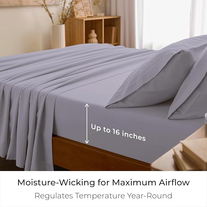 Mellanni Iconic 3-Piece, Ultra Soft Sheet Set (Twin, Lavender) | 10M+ Sleepers. Lab-tested: Sleeps Cool, Stays Bright, Strong, Smooth. Good Housekeeping Best Bedding, 7 yrs running.