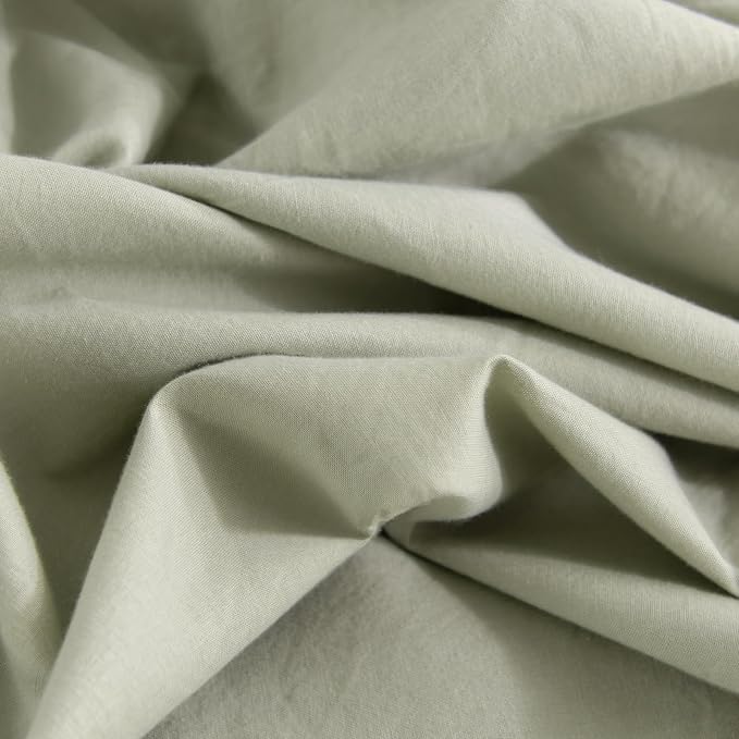 NEXHOME PRO King Duvet Cover Set – 100% Certified Organic Cotton with Washed Feel & Linen-Like Texture, Comfortable & Breathable, Home Bedding Set Sage Green (No Comforter)