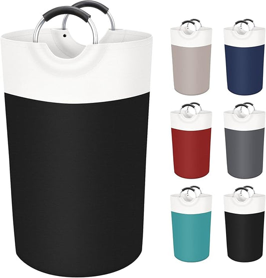 BlissTotes 90L Laundry Basket, Freestanding Collapsible Hamper, Black | Collapsible Dirty Clothes Hamper, Foldable Laundry Bag for Dorm, Waterproof Fabric, Padded Aluminum Handles