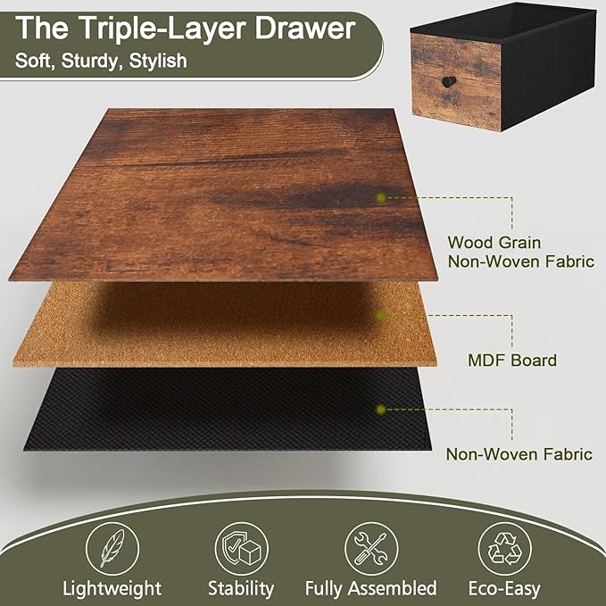 LOAKEKEL Narrow End Table with Charging Station, Small Nightstand | Skinny Side Tables Living Room with 2 Fabric Drawers, Slim Bedside Table for Bedroom, Small Spaces, Couch, Brown