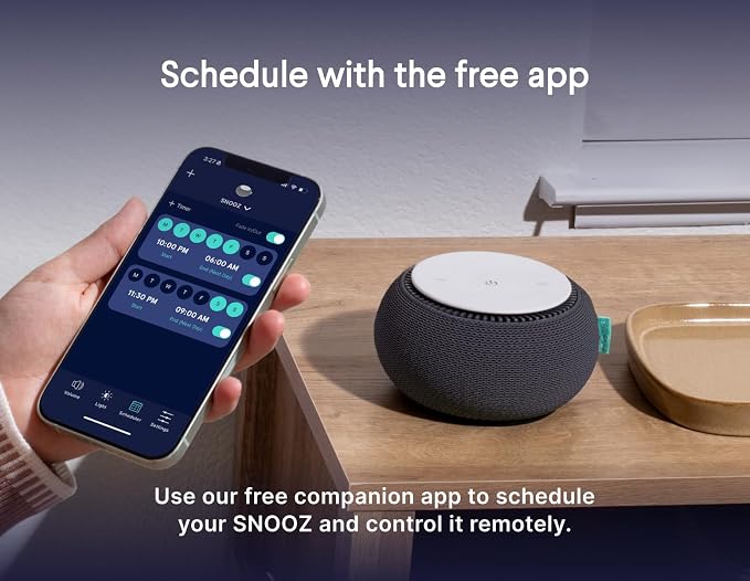 SNOOZ Original Smart White Noise Sound Machine, Real Fan Inside for Sleep | Natural Sound from a Real Fan, Non-Looping White Noise, App Scheduler, 10 Levels, Masks Snoring, Office Privacy & Neighbors