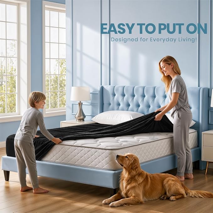 Waterproof Queen Size Mattress Protector fits Upto 17" deep Mattresses | Utopia Bedding 200 GSM Soft & Breathable Mattress Cover, Dirt-Proof, Noiseless, Machine Washable Fitted Sheet Style, Black
