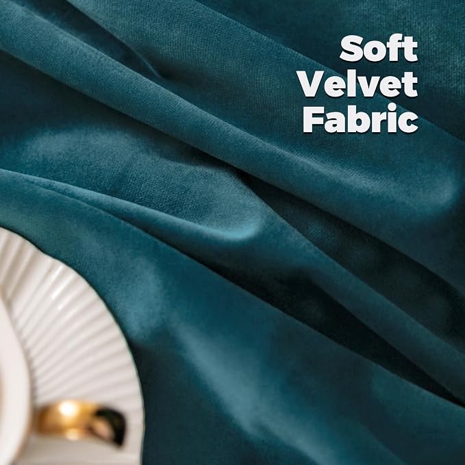 BGment Teal Velvet Curtains 84 Inch for Bedroom, Thick Thermal Insulated Room Darkening Curtains Noise Reduce Back Tab and Rod Pocket Window Panels for Living Room, Set of 2 Panels, 52 x 84 Inch | Super Soft, Thermal Insulated, Room Darkening, Noise Re...