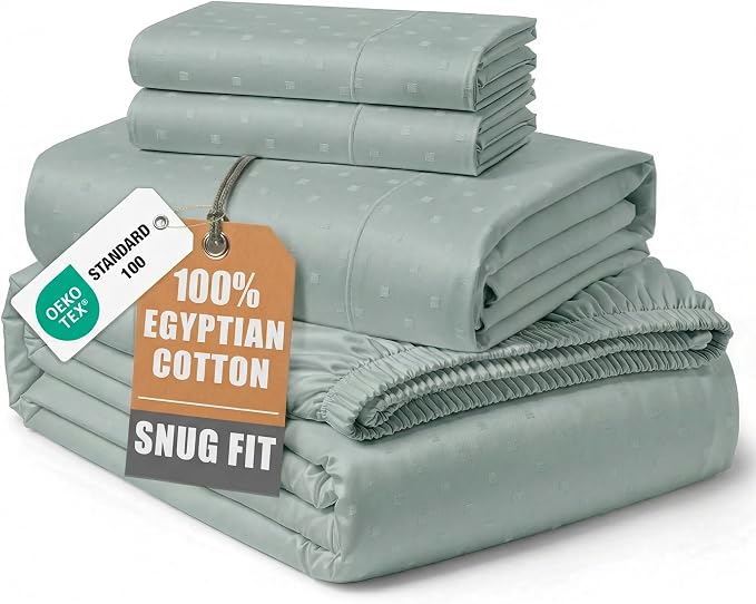 LANE LINEN Full Size Bed Sheets Cotton Egyptian Cotton Sateen - Mineral | Black Sheets Full - 4-Piece Set, For Guests And Everyday Use, For A Silky Hotel-Style Bed, Fade-Resistant & Durable