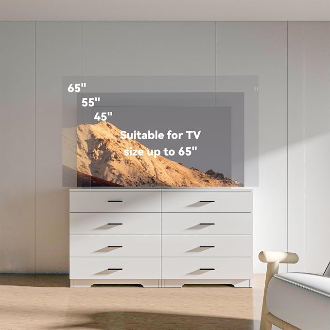 FJTJBSI Dresser with Power Outlets Wooden 4 Drawer Dresser with USB and Type C Port Chest of Drawers for Bedroom Tall White Organizer Storage for Living Room Hallway Closet