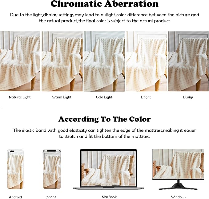 NEWCOSPLAY 3D Waffle Checkered Flannel Twin Blanket, Ivory, 60"x80" | Super Soft Cute Lightweight Decorative Premium Silky Fleece Blanket for Couch Sofa Bed, Gift for Women Men, All Season Use
