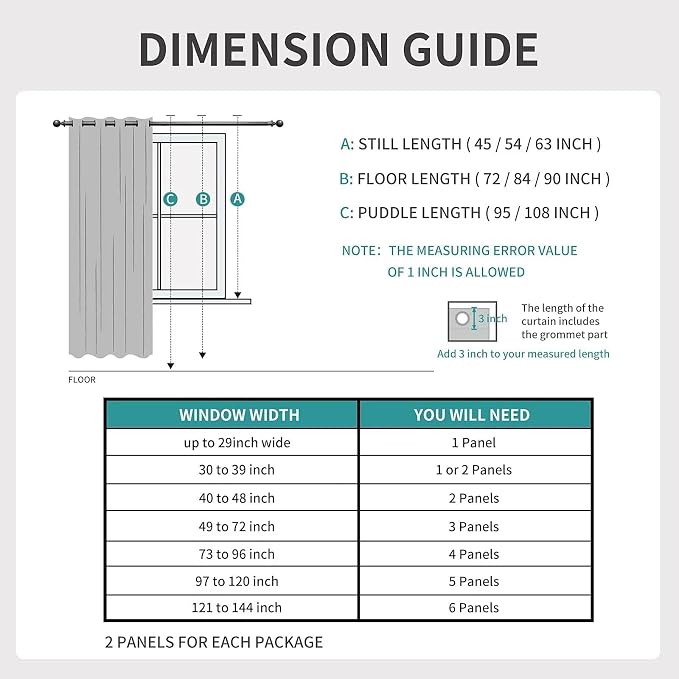 Joydeco Blackout Curtains 72 inches Long 2 Panels Set, Thermal Insulated Long Curtains & Drapes 2 Burg, Room Darkening Grommet Drapes for Bedroom Living Room Windows (W42 x L72 Inch, Peacock Blue)