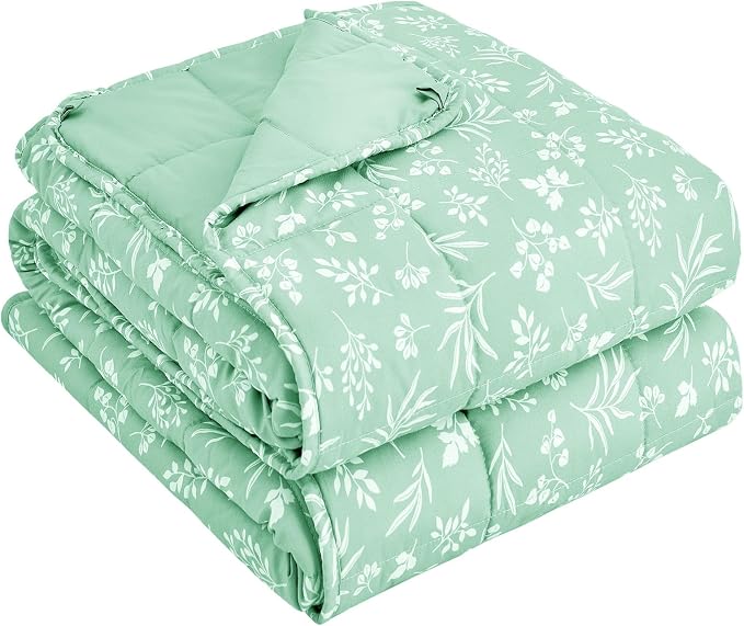 yescool Weighted Blanket for Adults (15 lbs, 60" x 80", Cyan) Cooling Heavy Blanket for Sleeping Perfect for 140-160 lbs, Queen Size Breathable Blanket with Premium Glass Bead, Machine Washable