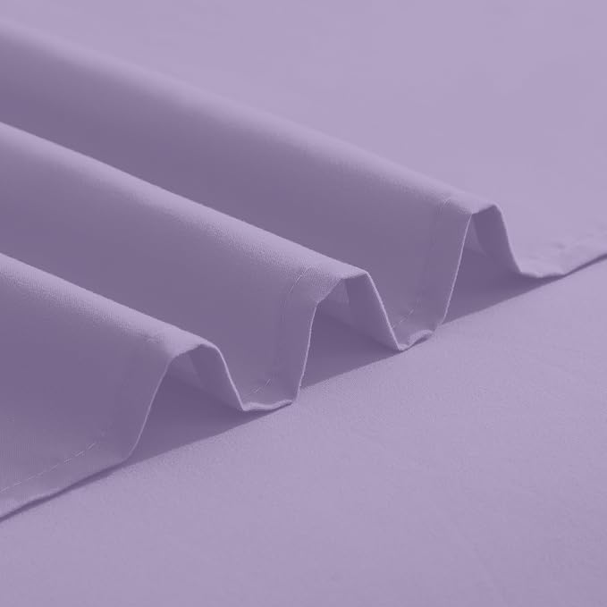 Elegant Comfort Luxurious 1500 Premium Hotel Quality Microfiber Three Line Embroidered Softest 4-Piece Bed Sheet Set, Wrinkle and Fade Resistant, Queen, Lavender