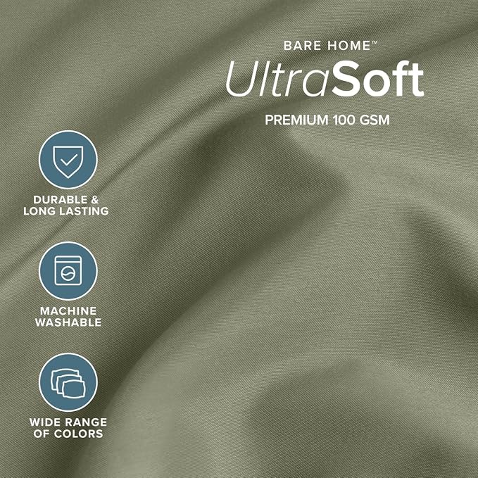 Bare Home Full XL Sheet Set - 1800 Ultra-Soft (Full XL, Sage) | Deep Pockets 6 to 15 Inches, Breathable, Hypoallergenic, Hotel Luxury, Easy Fit, Soft, All-Season