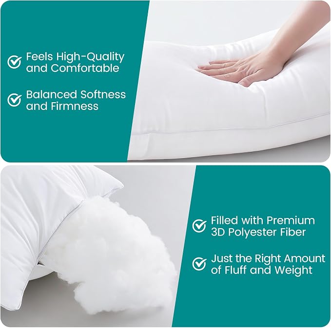 Oubonun 28"x28" Throw Pillow Insert – 100% Cotton Cover, Plush and Supportive Decorative Pillow Insert, Cushion Inner for Couch, Sofa, Bed, Chair- Pack of 1