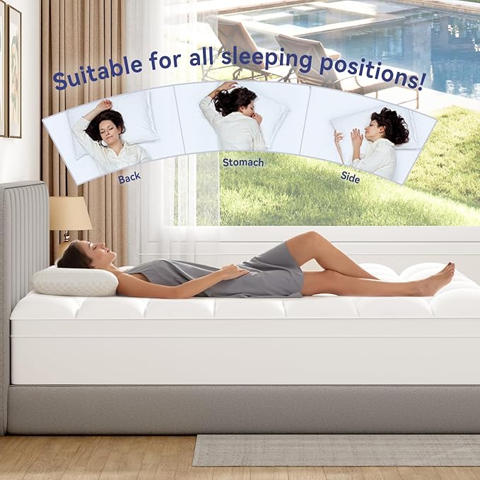 ELEMUSE Cal King Mattress Topper, Extra Thick Pillow Top Mattress Pad Cover | Plush soft breathable bed topper for back pain relief, with elastic deep pocket and overfilled down alternative filling