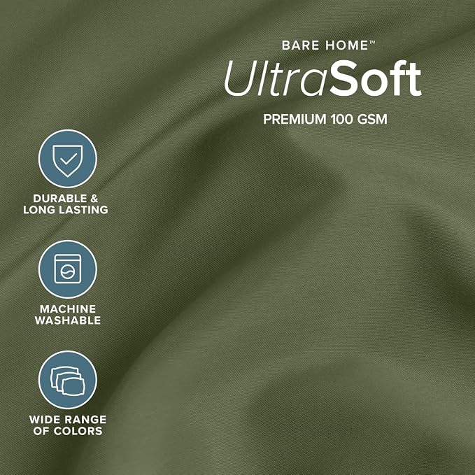 Bare Home Queen Sheet Set - 1800 Ultra-Soft (Queen, Cypress) | Deep Pockets 6 to 15 Inches, Breathable, Hypoallergenic, Hotel Luxury, Easy Fit, Soft, All-Season