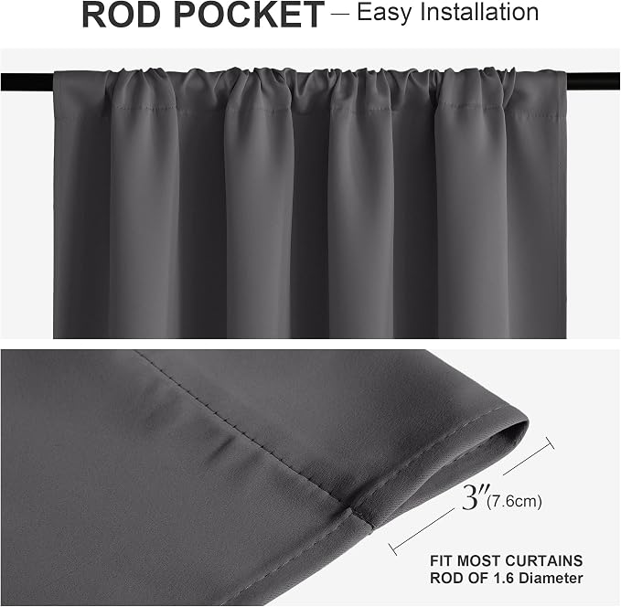 PONY DANCE Blackout Curtains 80 inches Long 2 Panels Set for Bedroom, Thermal Insulating Privacy Curtains & Drapes for Doorway Temporary Door Alternative Accordion Door, W 42 x L 80, Gray