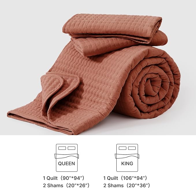 King Size Quilt-Lightweight Bedspreads King Quilt Bedding Set | Soft Coverlet with 2 Pillow Shams for All Seasons, Suitable for Bed, Couch, 3 Pieces, 106"x94"