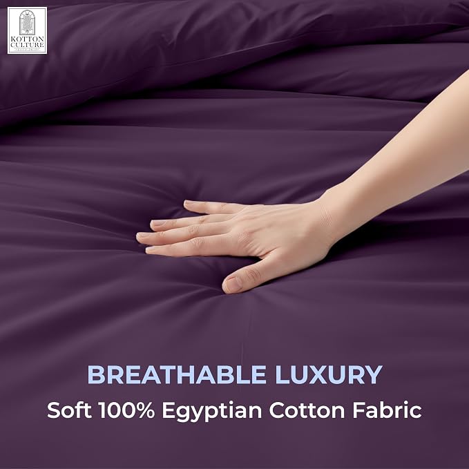 1 Pc 120"x120" Duvet Cover Super King Plus/Super Oversize King Size 100% Egyptian Cotton - 600 TC Comforter Cover, Zipper Closure & Corner Ties - Fits Only Extra Large Inserts - Plum