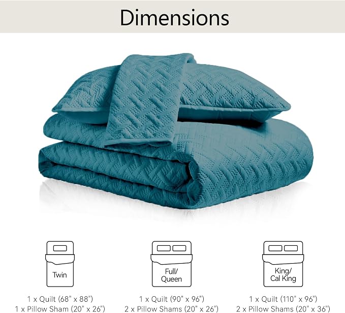 FLYMME Quilts Queen Size,Lightweight Teal Bedspreads,Basket Weave Pattern,Ultra Soft Microfiber Bed Coverlet 3 Pieces for All-Seasons (1 Quilt,2 Shams)