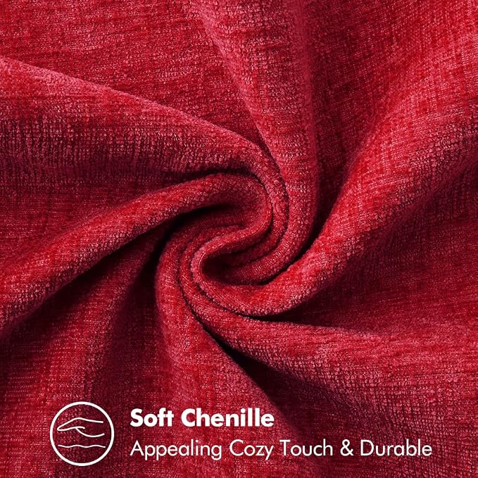 MIULEE Decorative Couch Throw Pillow Covers 20x20 Inch Red 2 Pack | Summer Farmhouse Pillow Covers with Stitched Edge, Soft Chenille Cushion Cases, for Sofa Bed Living Room Home Decor