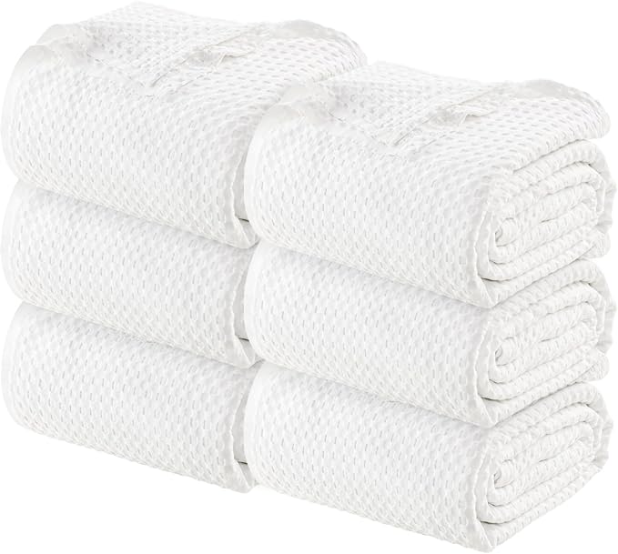 Bulk 6-Pack Hotel Waffle Blankets, King - 90x108 Inch, 100% Cotton, White | Lightweight & Breathable Blanket for Resorts & Guest Accommodations