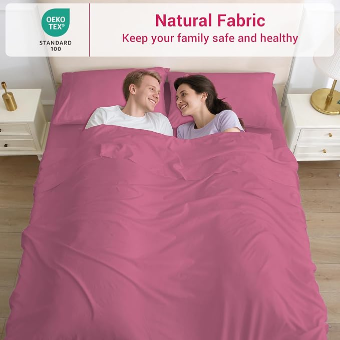 Softan Microfiber King Sheet Set with Non-Slip Corner Straps, Hot Pink | 15" Deep Pocket Fitted Bed Sheets, Double Brushed Microfiber, Cozy Sheets & Pillowcase for All Season