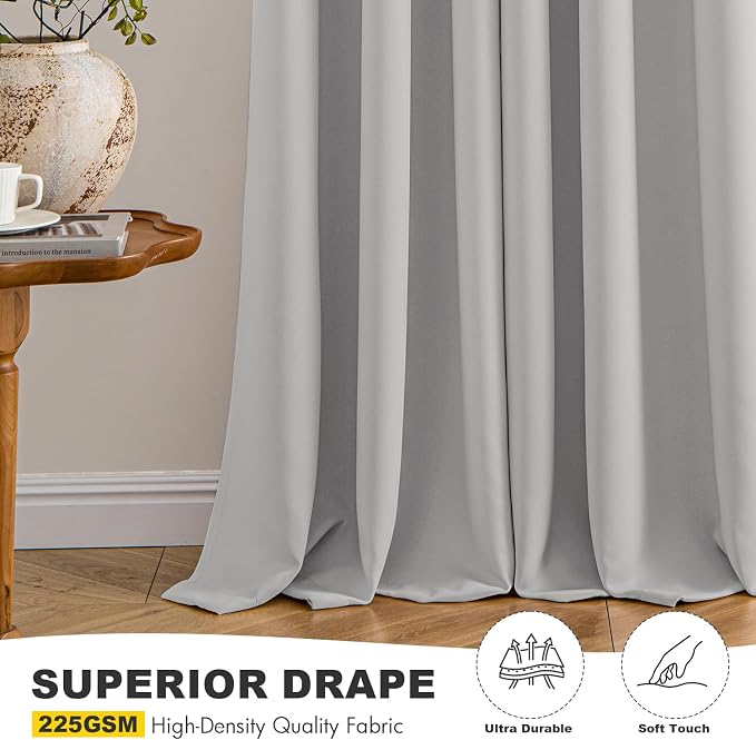 MIULEE Blackout Curtains for Bedroom 2 Panels 40 x 84 Inch Long Silver | Thermal Insulated, Living Room Darkening Grommet Drapes, Noise Reducing, Light Blocking Window Treatments