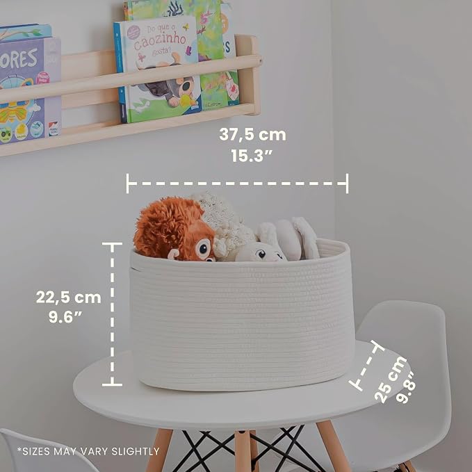 OrganiHaus Cotton Rope Baskets for Shelves, Set of 3, 15x9x10 | Handwoven; a toy bin and organizer for towels, books, or blankets; fits nursery, playroom, or bedroom decor