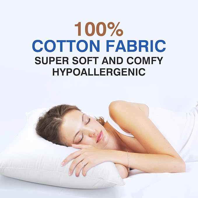 Ultra Soft Feather Pillows Queen Size Set of 2 - Hotel Goose Down Bed Pillow for Sleeping, (Down Fiber) Fluffy Support Surround Fill Polyester for Back, Stomach, Side Sleepers (Ultra Soft)