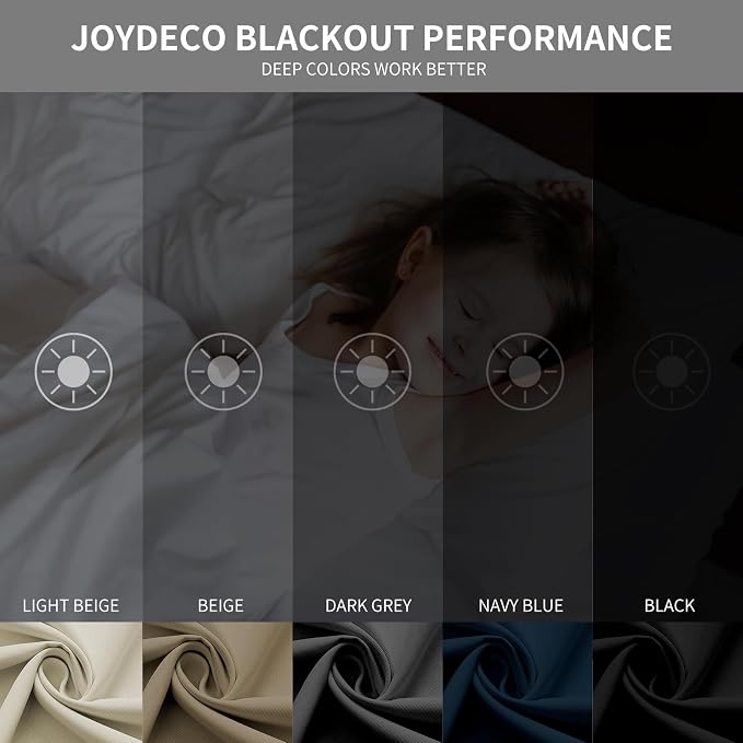 Joydeco Blackout Curtains 120 Inch Length 2 Panels Set, Thermal Insulated Long Curtains& Drapes 2 Burg, Curtains for Living Room Bedroom Window(Navy Blue, W52 x L120 Inch)