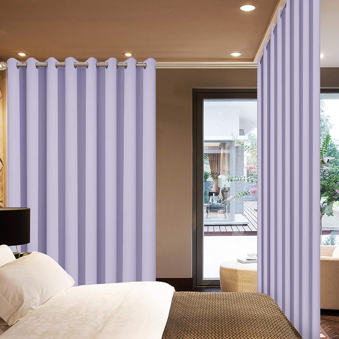 Yakamok Lilac Room Darkening Curtains 84 inch Lavender Sliding Door Drapes | 1 Extra-wide Panel,W100xL84,Soft Triple-weave,Grommet,Blackout Thermal Insulated Drapes,Privacy,Light Reduction,Patio doors