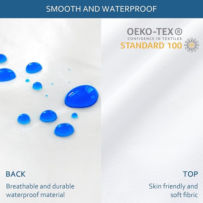 Split Head King Size Mattress Protector Waterproof,34" Top Split from Head | for Adjustable Bed,Smooth Top,Breathable Skin Friendly and Noiseless Fitted Sheet,Viscose Terry Mattress Cover