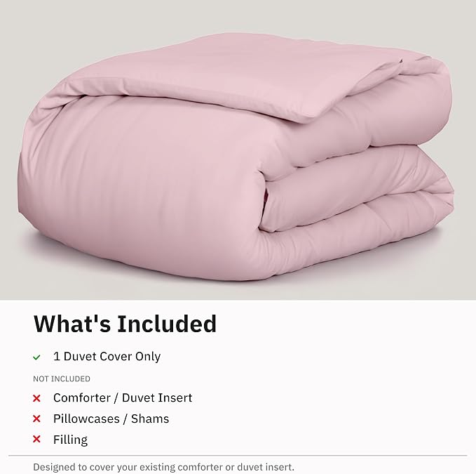 California Design Den Soft 100% Cotton Sateen King-Size Duvet Covers, Pink | Duvet Cover Only, Comforter Not Included, Backed by Good Housekeeping Seal, Button Closure & Corner Ties