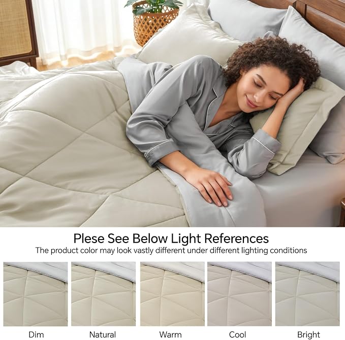 BEDELITE Twin XL Comforter Set 5 Pieces, Reversible Oatmeal Bed in A Bag | Soft All Season Down-Alternative Comforter, Sheets, Pillowcases & Shams, OEKO-TEX Certified Bedding for Drom Room, College