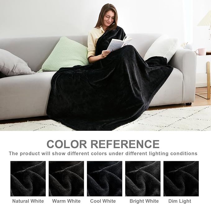 Hansleep King Black Fleece Blanket, Soft Flannel Bed Blanket | Fuzzy Cozy Blanket 90x108 Inches, Multi-use for Bed, Sofa, Couch, Travel, Camping, All Season Warm Lightweight Cover