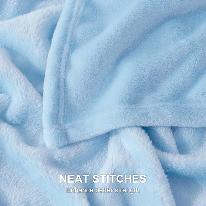 Hansleep Twin Light Blue Fleece Blanket, Soft Flannel Bed Blanket | Fuzzy Cozy Blanket 60x80 Inches, Multi-use for Bed, Sofa, Couch, Travel, Camping, All Season Warm Lightweight Cover