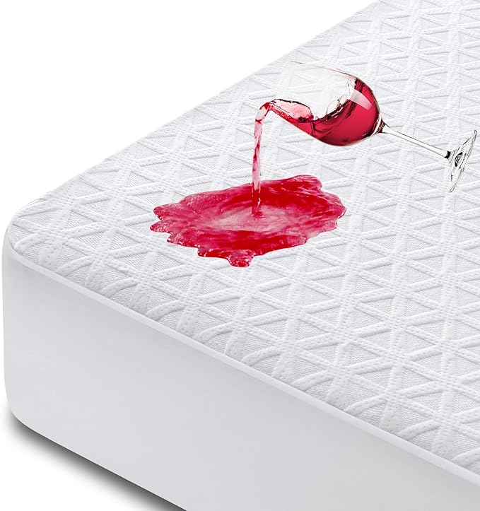 Premium Waterproof Mattress Protector Full Size, Noiseless Deep Pocket | Breathable Bed Cover 3D Air Fabric Cooling Mattress Pad, Soft Washable, Fits 8"-21" Mattress, Viscose Made from Bamboo, White